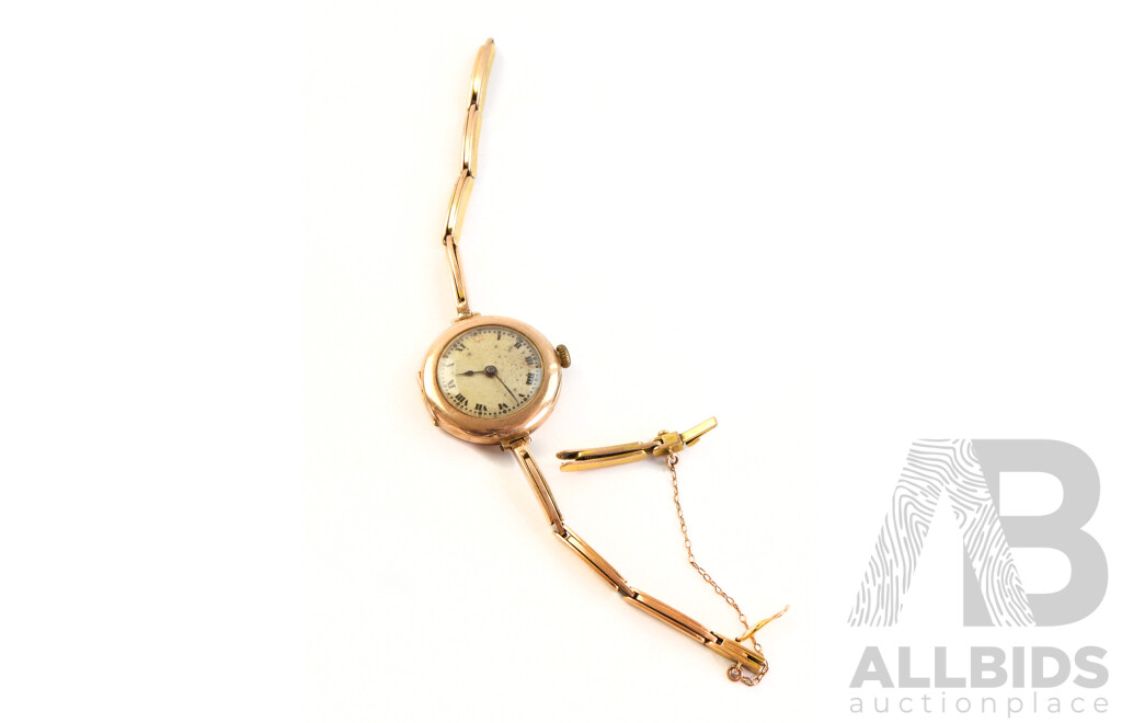 Antique Ladies Rolex Wrist Watch with 9ct Rose Gold Case and Expanding Band