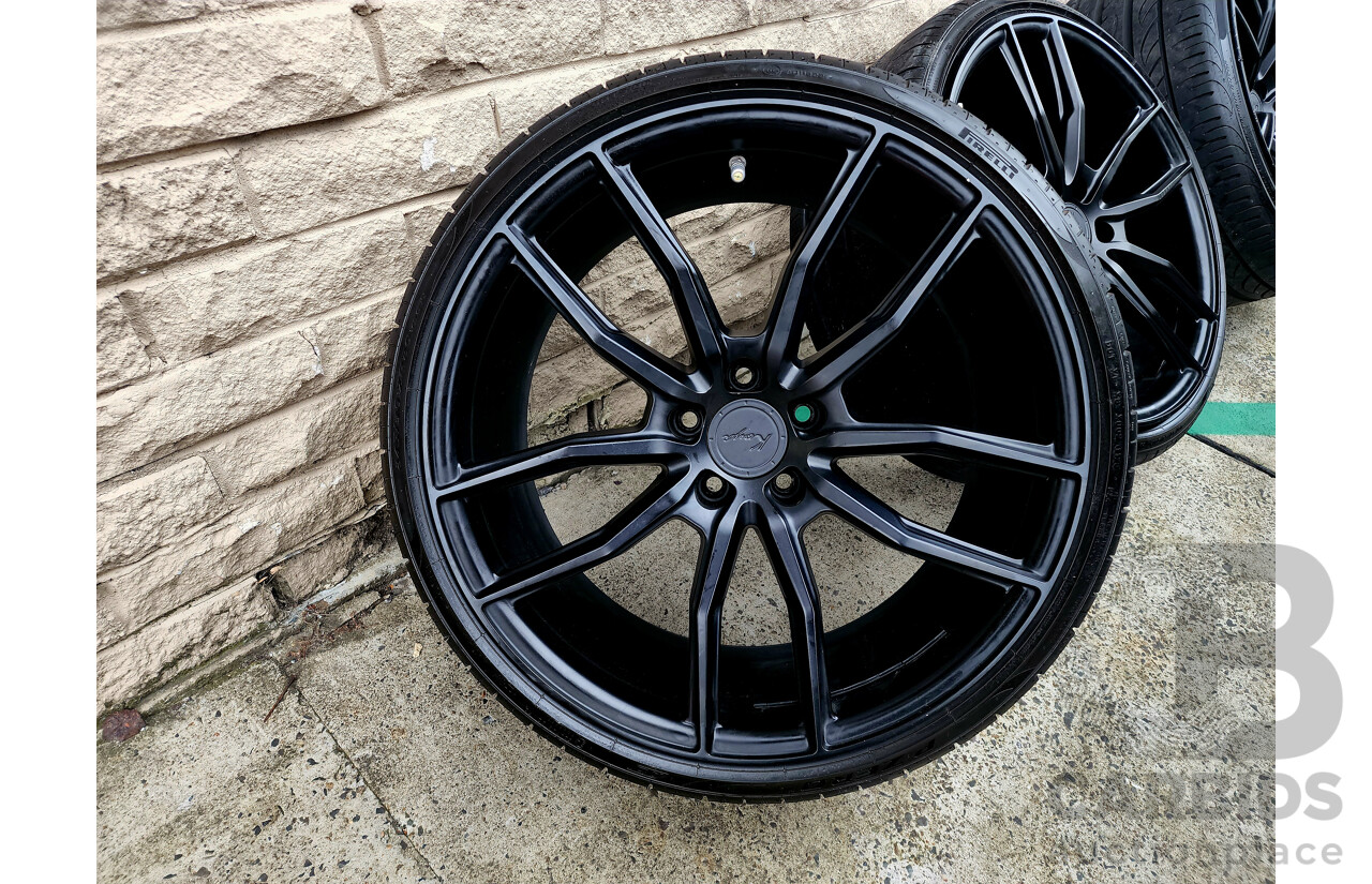 Set of Four Satin Black Koya SF11 20 Inch Staggered Semi Forged Wheels