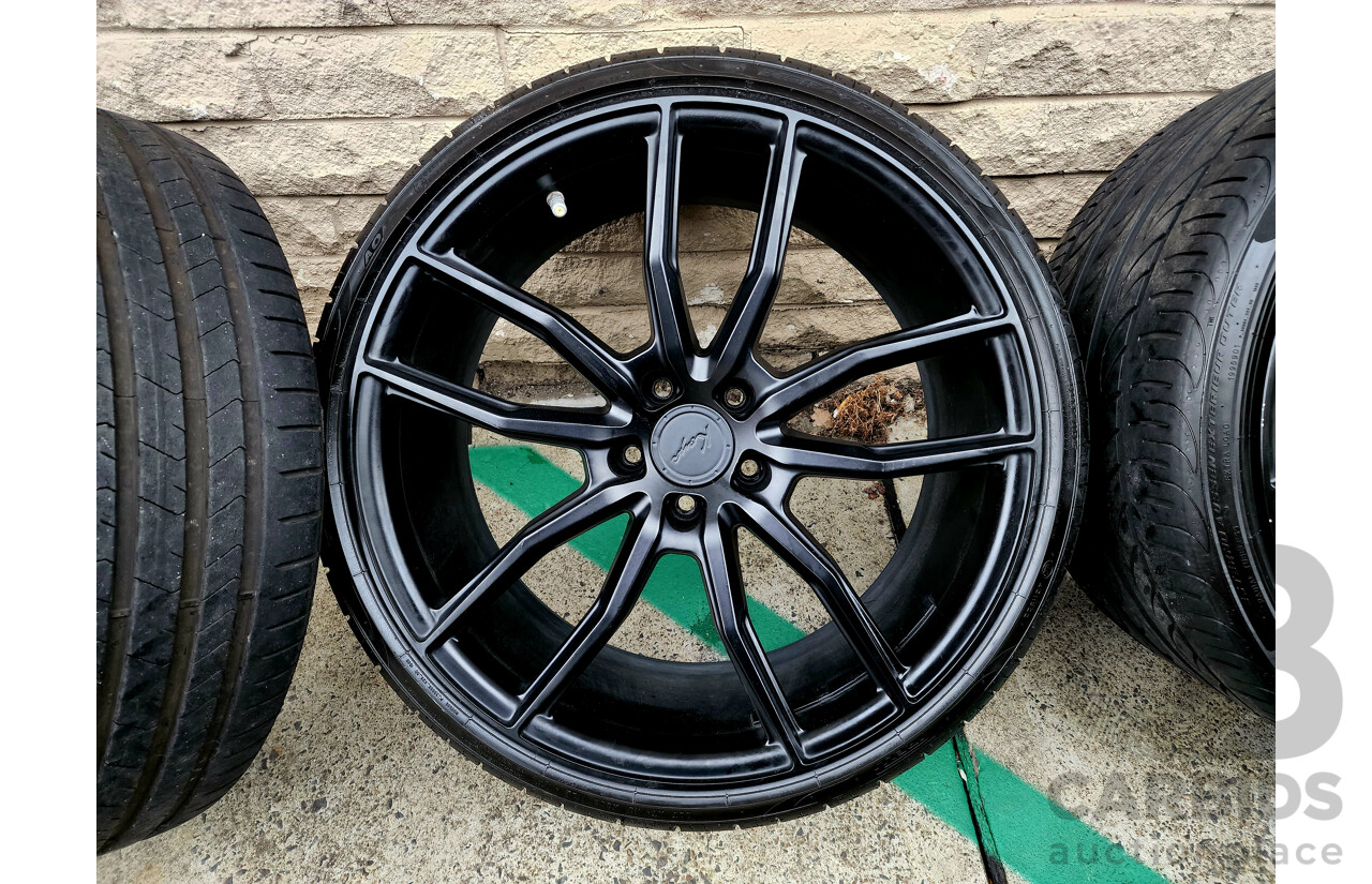 Set of Four Satin Black Koya SF11 20 Inch Staggered Semi Forged Wheels