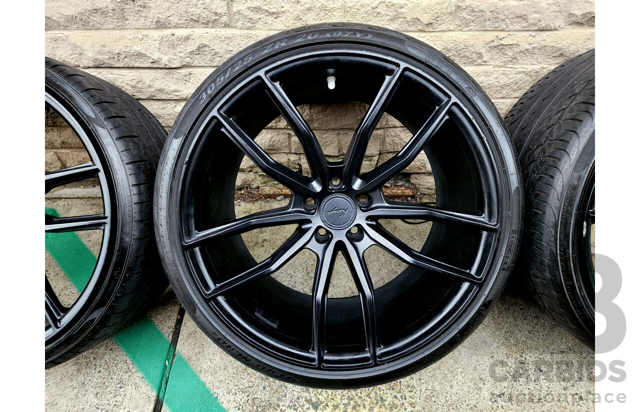 Set of Four Satin Black Koya SF11 20 Inch Staggered Semi Forged Wheels