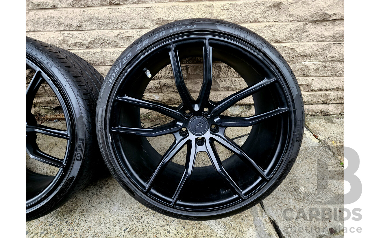 Set of Four Satin Black Koya SF11 20 Inch Staggered Semi Forged Wheels