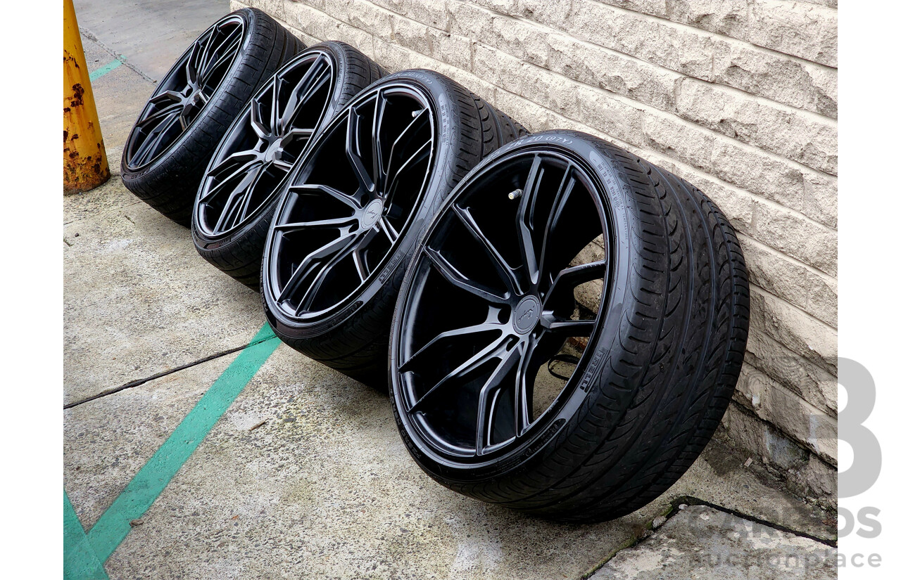 Set of Four Satin Black Koya SF11 20 Inch Staggered Semi Forged Wheels