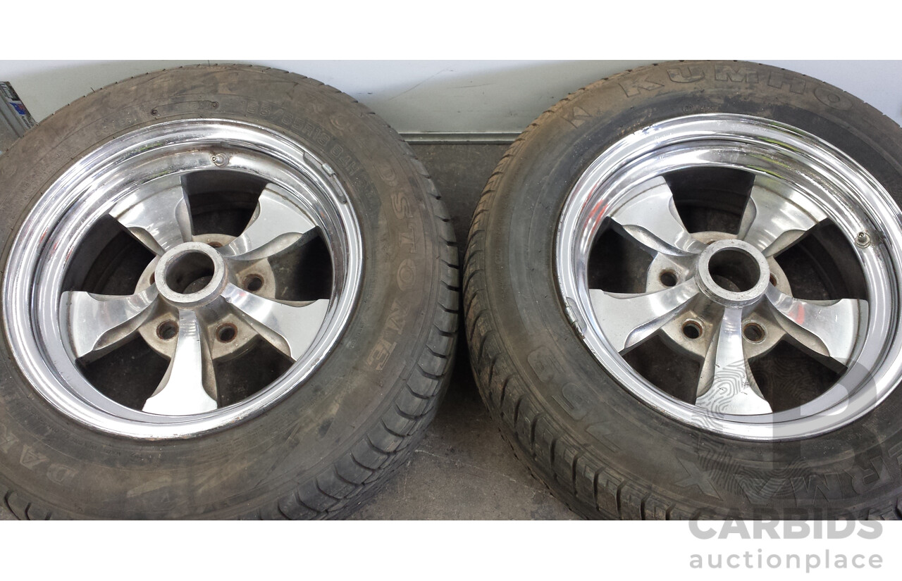 Holden Torana 13 Inch Mag Wheels With Tyres - Lot of Four