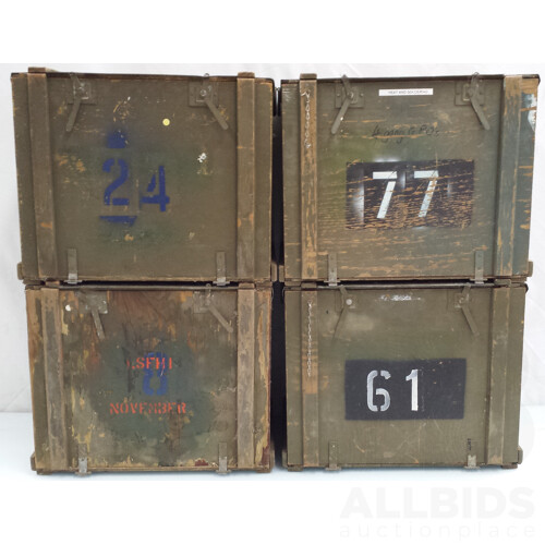 4 Vintage Wooden Military Crates