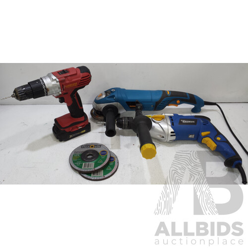 Workzone Drill, Angle Grinder and Taurus Impact Drill