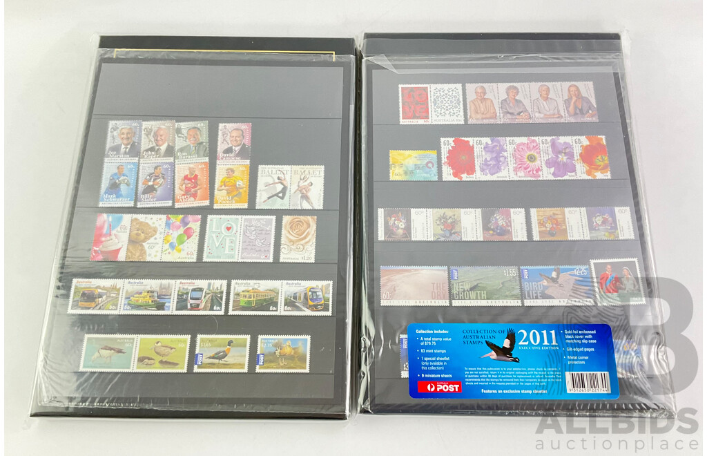 Australian Collection Stamp Albums 2011 and 2012 Face Value Over $179