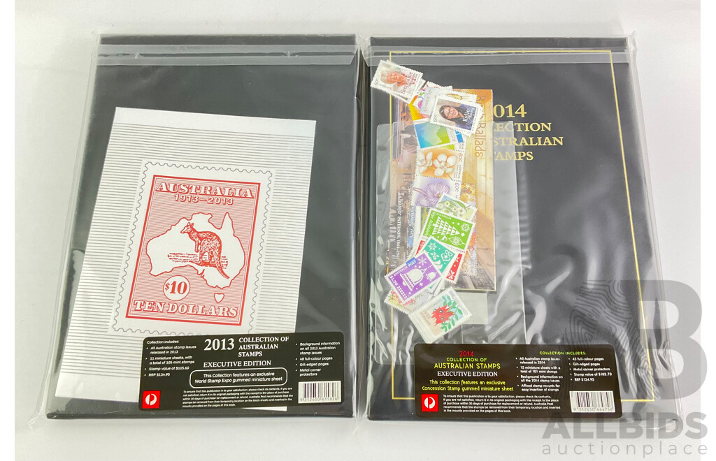 Australian Collection Stamp Albums 2013 and 2014 Face Value Over $207