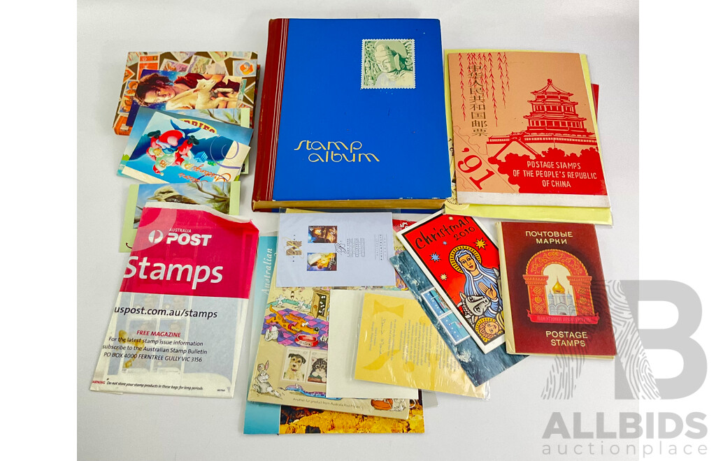 Collection of Australian and International Stamps and First Day Covers Including Nine 2004 Athens Olympics Mini Sheets 1991 Postage Stamps of the Peoples Republic of China and More