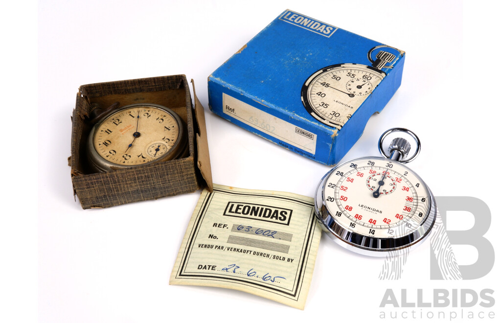 Two Vintage Stop Watches, Including USA Westclox and Leonidas