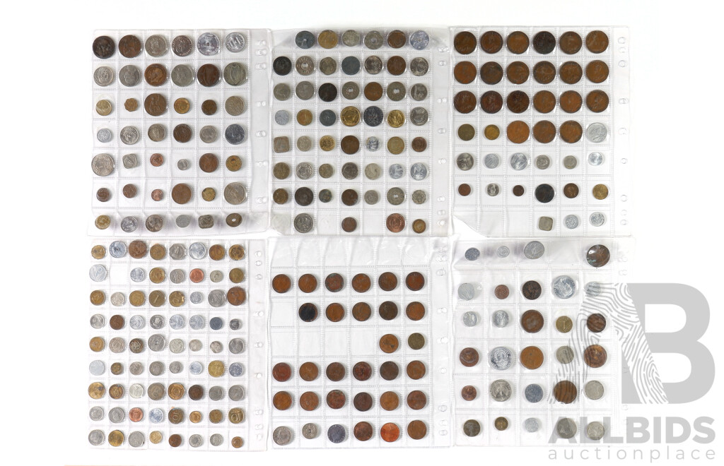 Collection of Australian and International Coins and Tokens, Including Early Australian Pennies and Half Pennies