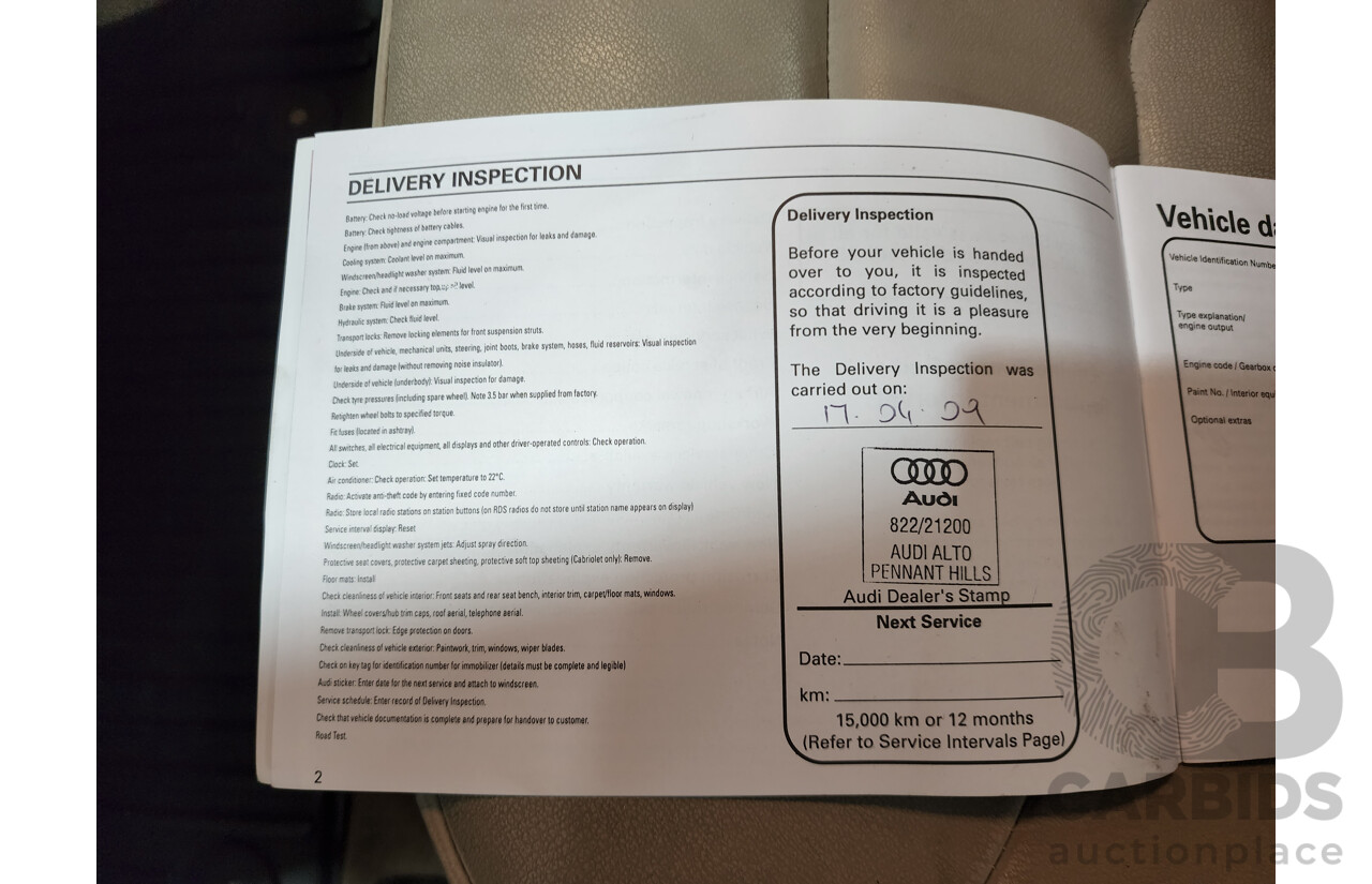 4/2009 Audi A5 3.2 FSI 8T 2d Coupe Blue 3.2L V6