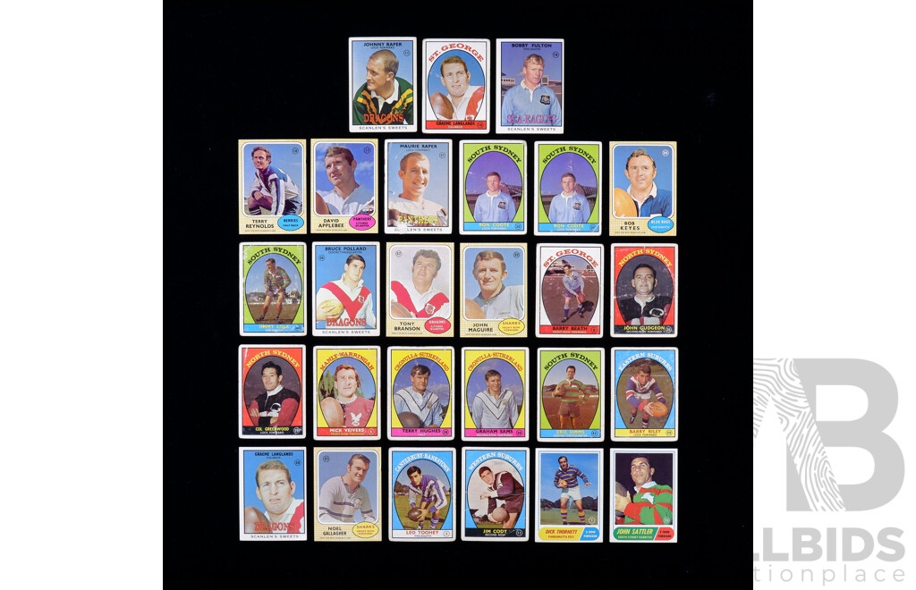 Collection Approx 27  Bubble Gum Cards Featuring Sydney Rugby League Players of the 1960s