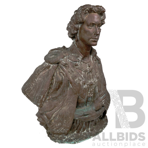 Sir Charles Wheeler KCVO CBE PRA (1892-1974) Her Majesty the Queen (Elizabeth II) Bust 1962, Bronze, Height 87.5cm