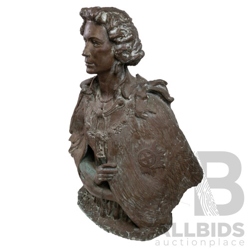 Sir Charles Wheeler KCVO CBE PRA (1892-1974) Her Majesty the Queen (Elizabeth II) Bust 1962, Bronze, Height 87.5cm