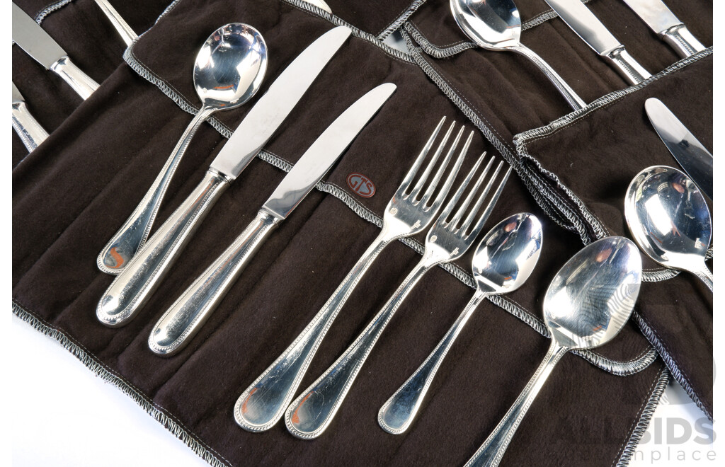 Italian Made Sambonet 42 Piece Stainless Cutlery Set for Six with Six Anti Tarnish Storage Pouches