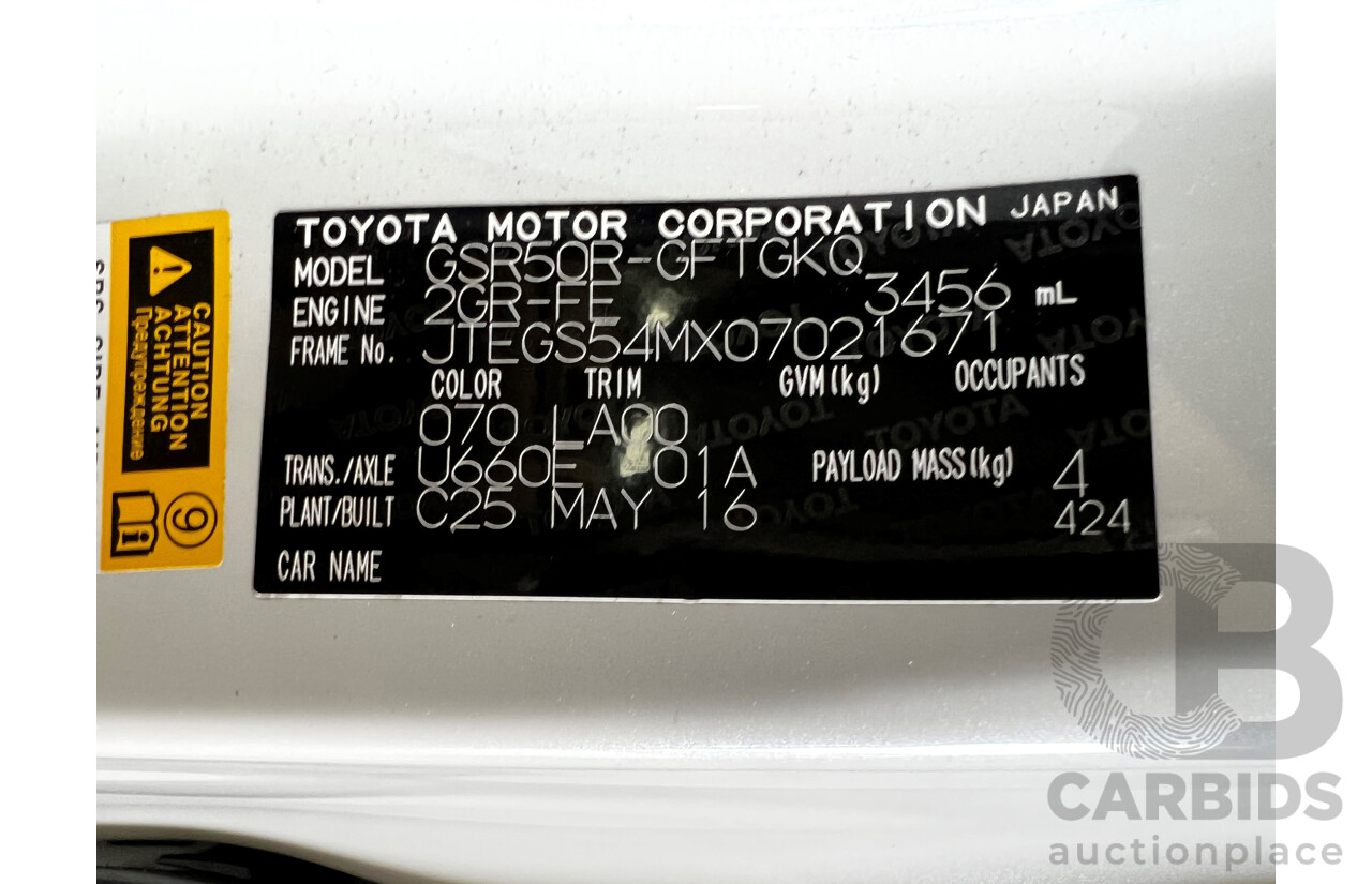 6/2016 Toyota Tarago Ultima GSR50R MY16 4d Wagon White 3.5L V6