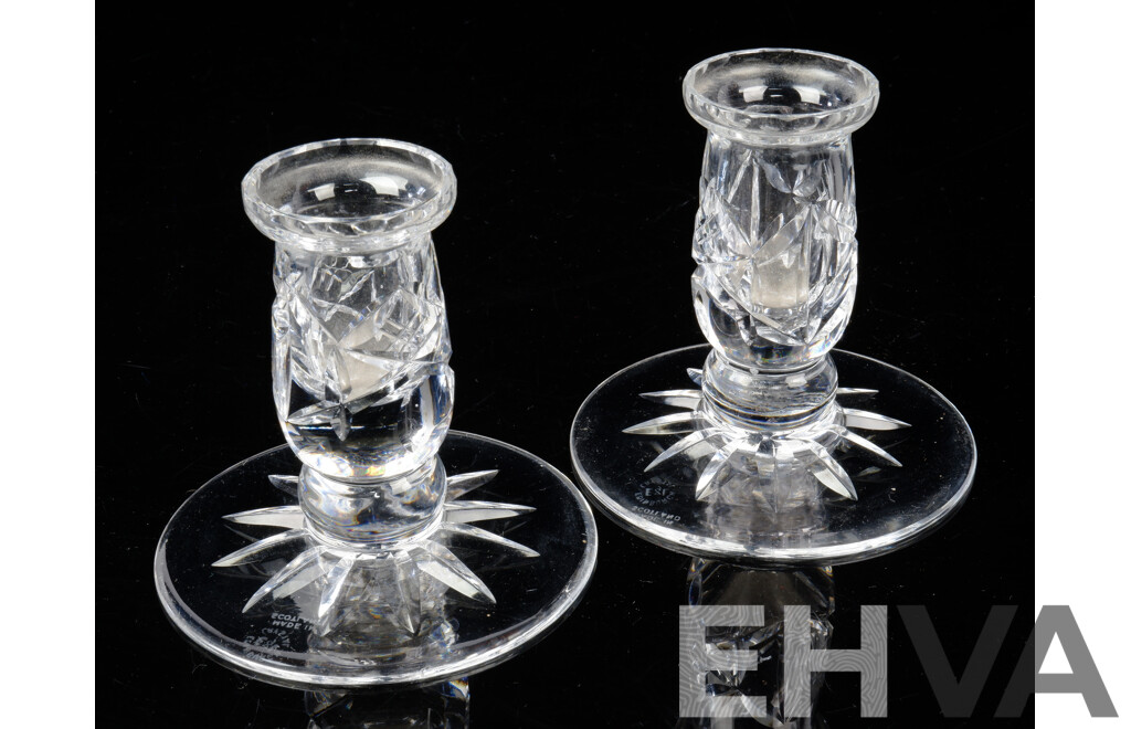 Pair Vintage Edinburgh Crystal Candle Holders