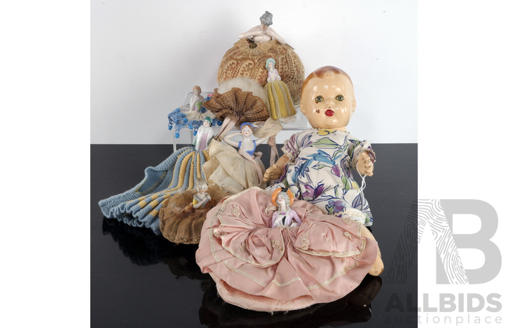 Vintage Australian Peerless Early Plastic and Lacquer Doll Jointed with Sleeping Eyes Circa 1940s