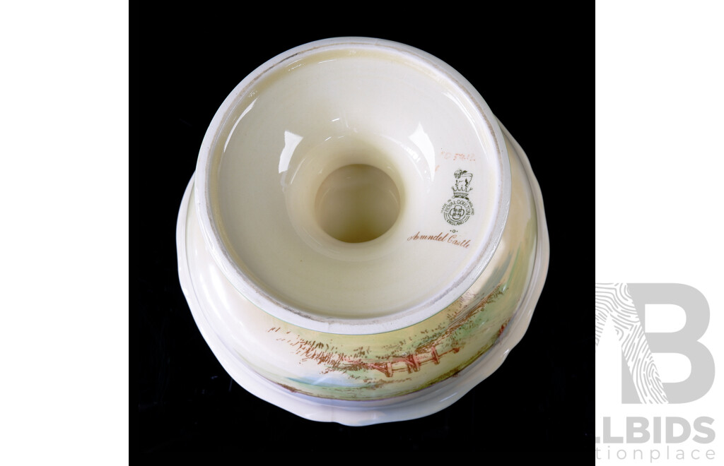 Antique Royal Doulton Porcelain Footed Bowl in Arundel Castle Design, RD5413