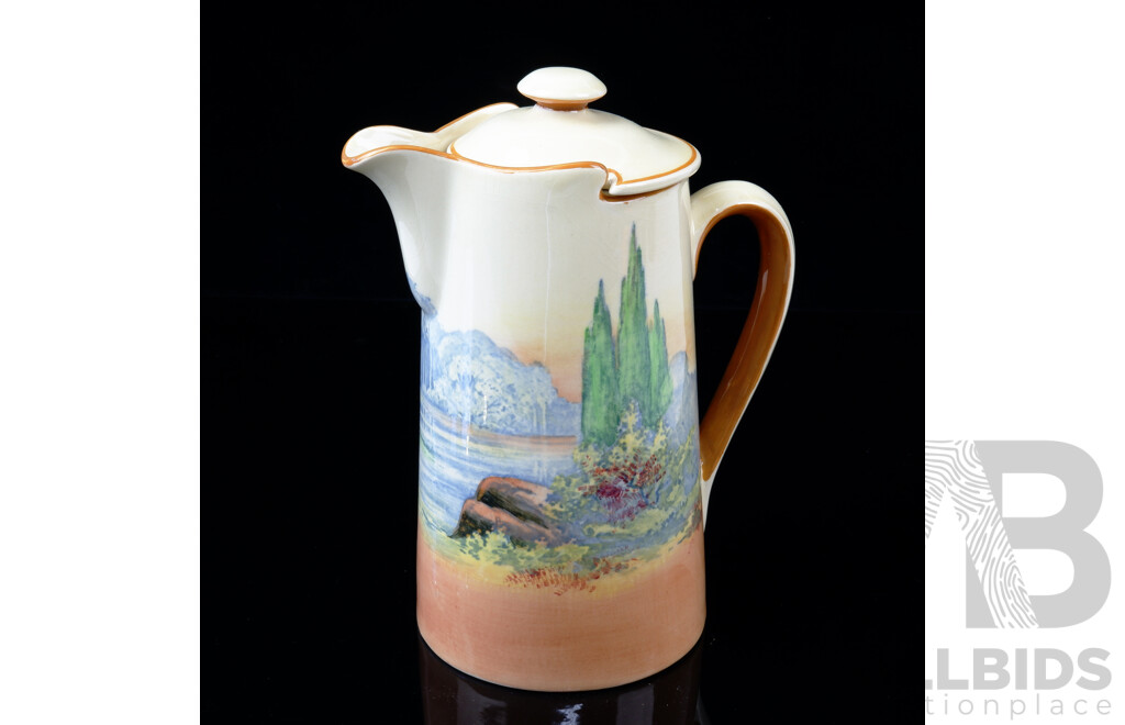 Antique Royal Doulton Porcelain Lidded Coffee Pot in Woodley Dale , D9369