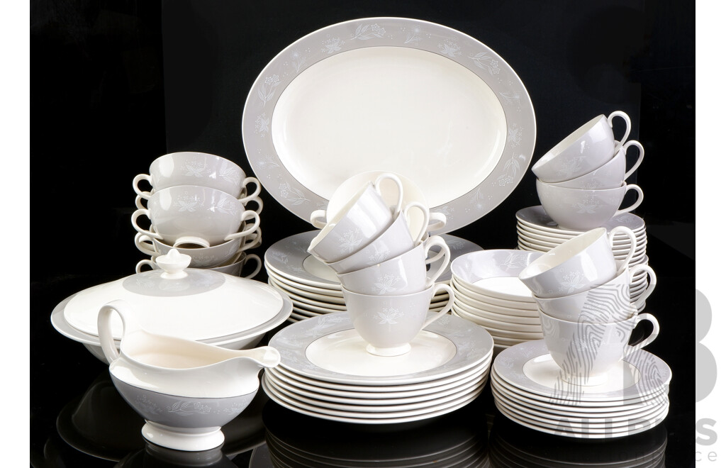 Royal Doulton 71 Piece Dinner Service in Bridal Veil Pattern, D 6459