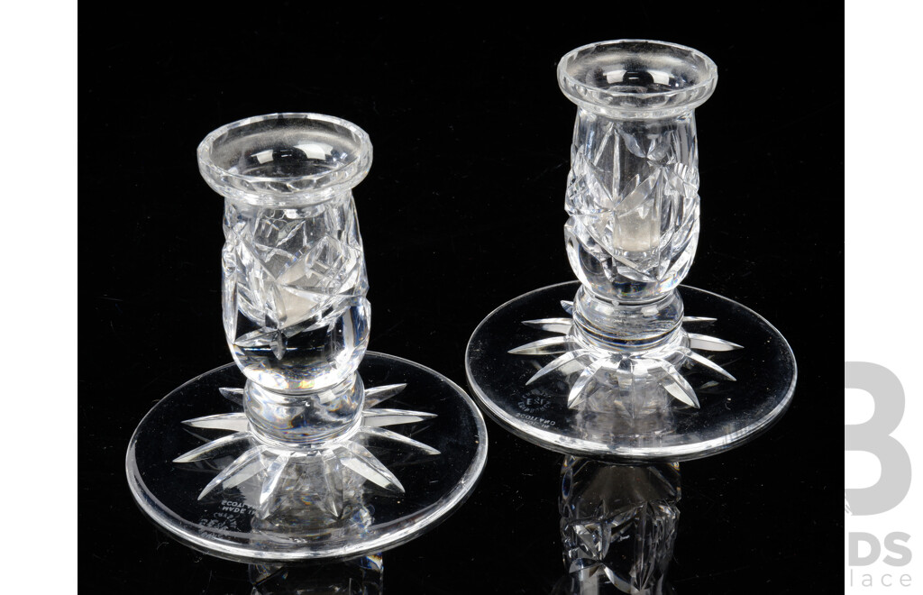 Pair Vintage Edinburgh Crystal Candle Holders