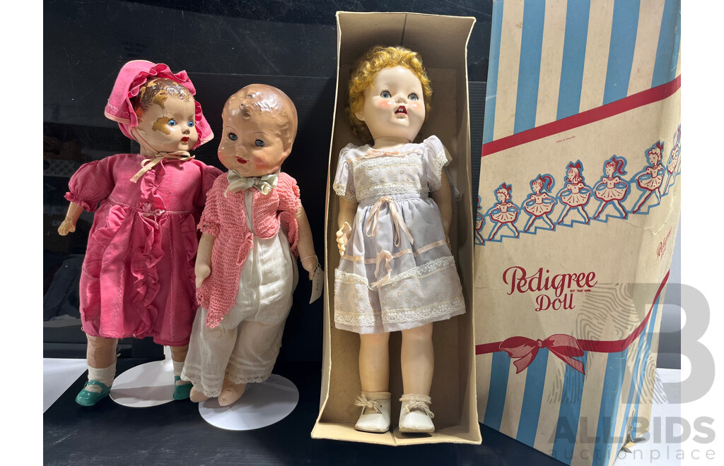 Three Vintage Dolls Includes Large Pedigree Doll in Original Box