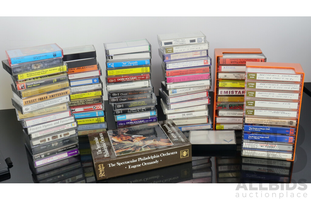 Collection Retro Casette Tapes Along with Collection Tape Holders