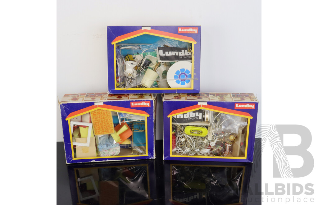 Quantity of Vintage Swedish Doll House Furniture and Lighting Includes Wiring, Spares, Unboxed Items and More