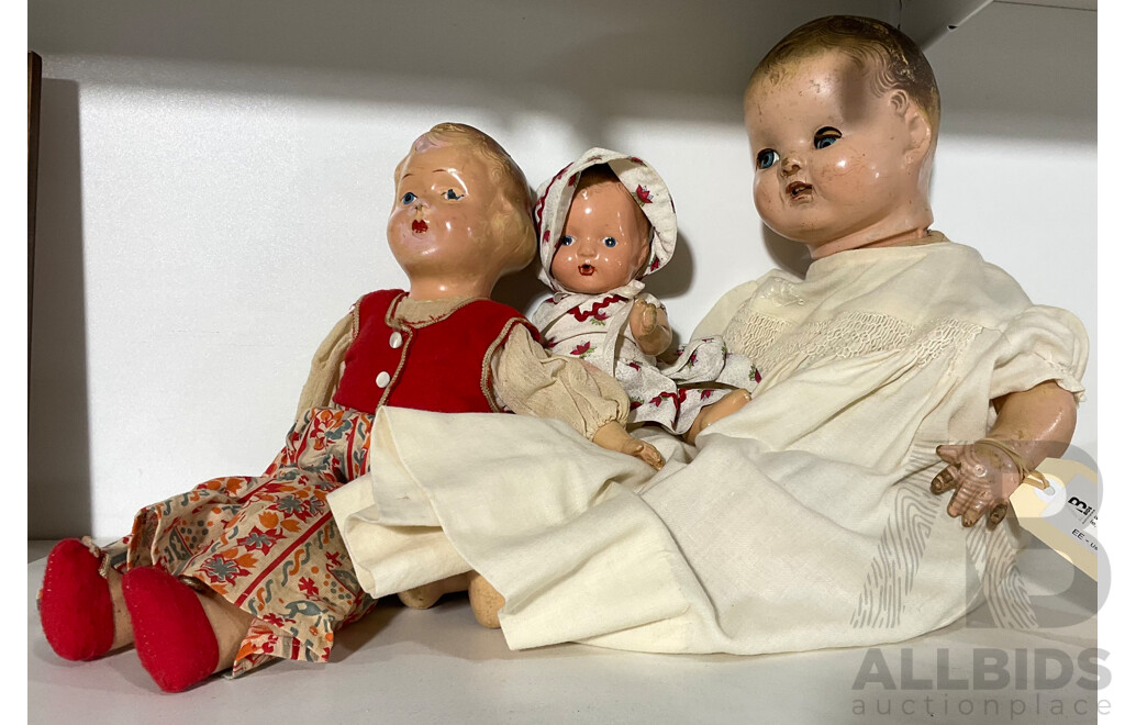 Collection of Three Canadian Vintage Dolls by Reliable, All Marked to Back
