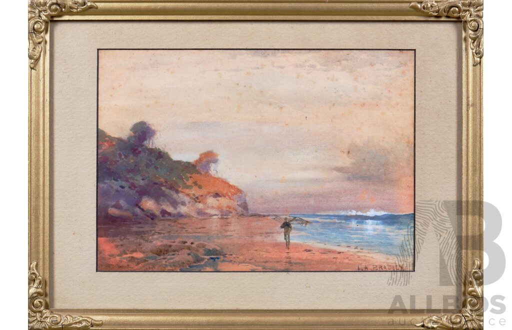L. A. Bradley, Untitled (Figure on the Shore), Watercolour