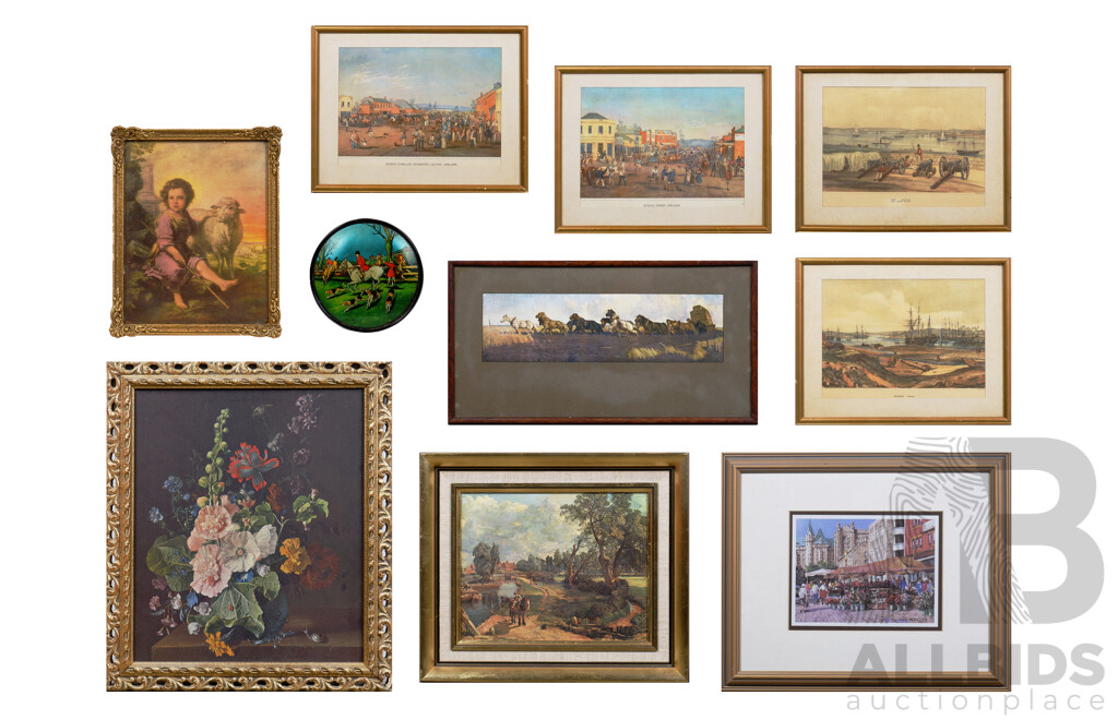 Quantity of Framed Offset Prints Incl. Various Australian & European Subjects