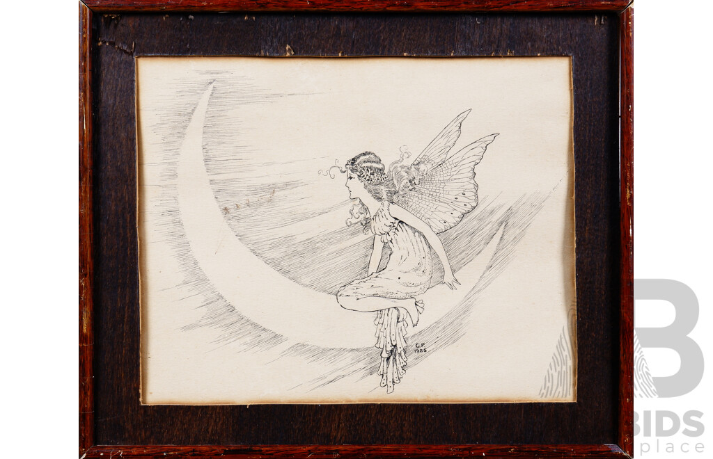 Fairy Drawing Signed G.P. 1925