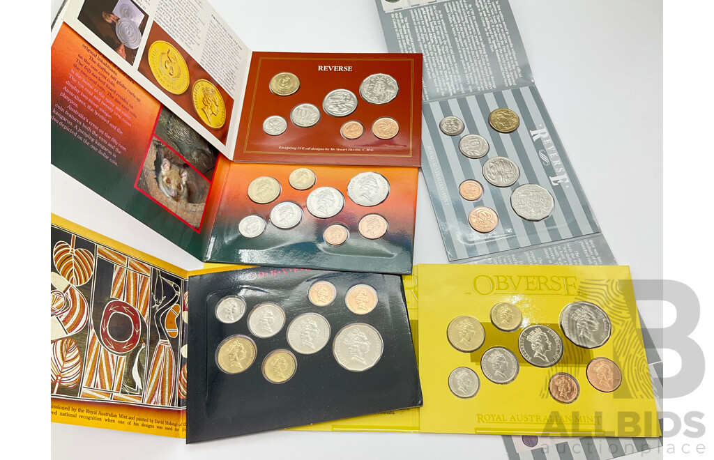 Australian RAM UNC Coin Sets 1986, 1987, 1988, 1989, 1990