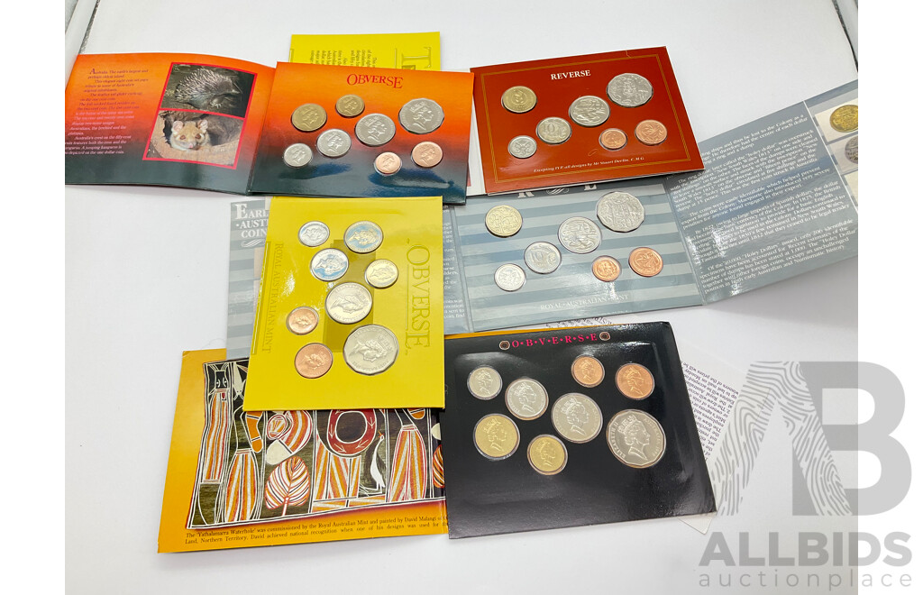 Australian RAM UNC Coin Sets 1986, 1987, 1988, 1989, 1990