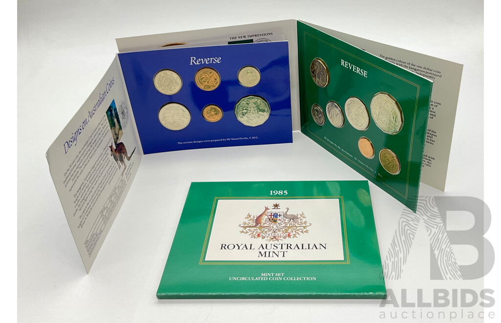 Australian RAM 1984 and 1985 UNC Six and Seven Coin Sets