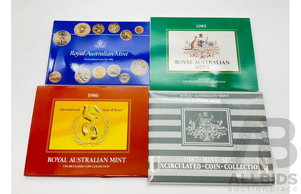 Australian RAM UNC Six and Seven Coin Sets 1984, 1985, 1986, 1987