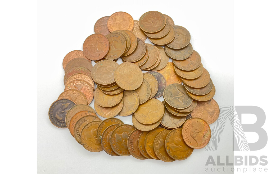 Collection of Australian KGVI and QE2 Half Pennies 1930's 40's 50's 60's - Approx 65