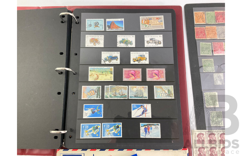 Mixed Collection of Stamps and First Day Covers Including Australian Mint, Booklets, Cancelled, Pre Decimal, USA, and India Sheets, Singapore First Day Covers