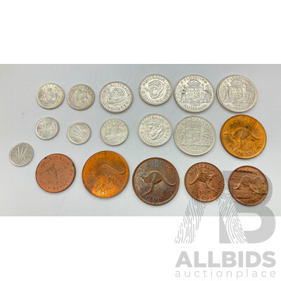 Australian 1963 and 1964 Silver and Copper Coins .500 - Good Examples