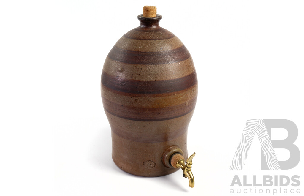 Bendigo Pottery Stoneware WIne Barrel with Brass Tap