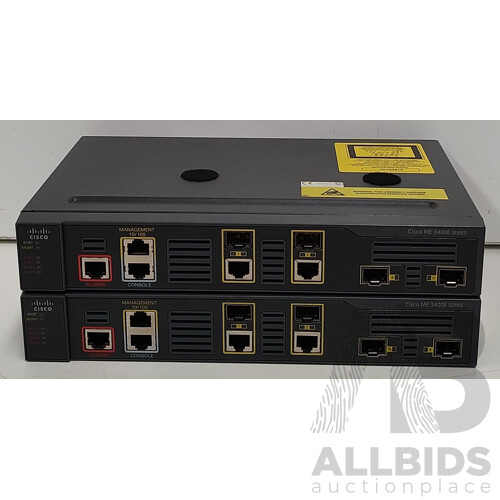 Cisco (ME-3400EG-2CS-A) ME 3400 Series Gigabit Ethernet Access Switch - Lot of Two