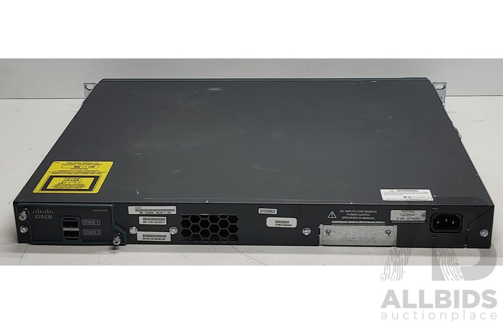 Cisco (WS-C2960S-48LPS-L) Catalyst 2960-S Series 48-Port Gigabit Ethernet PoE+ Switch