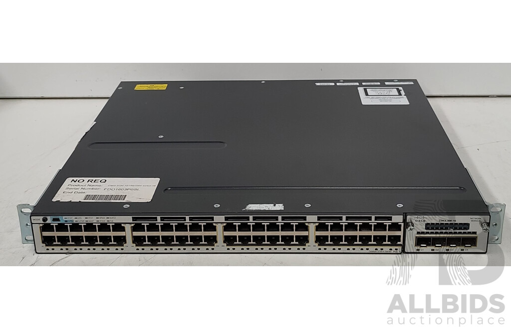 Cisco (WS-C3750X-48P-S) Catalyst 3750X Series 48-Port Gigabit Ethernet PoE+ Switch