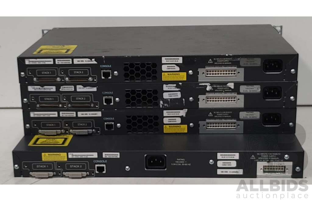Cisco Catalyst 3750 Series 48-Port Fast Ethernet PoE Switches - Lot of Four