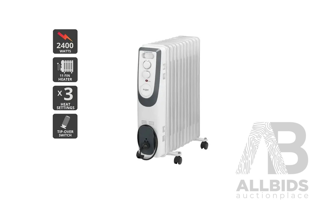 KOGAN Premium 2.4kW 11 Fin Oil Column Heater - Estimated ORP $159.99