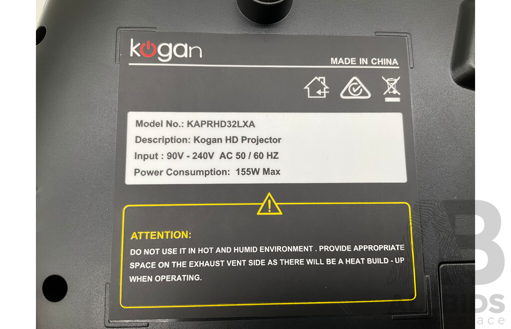 KOGAN (KAPRHD32LXA) 3200 Lumens HD Projector - Estimated ORP $249.00