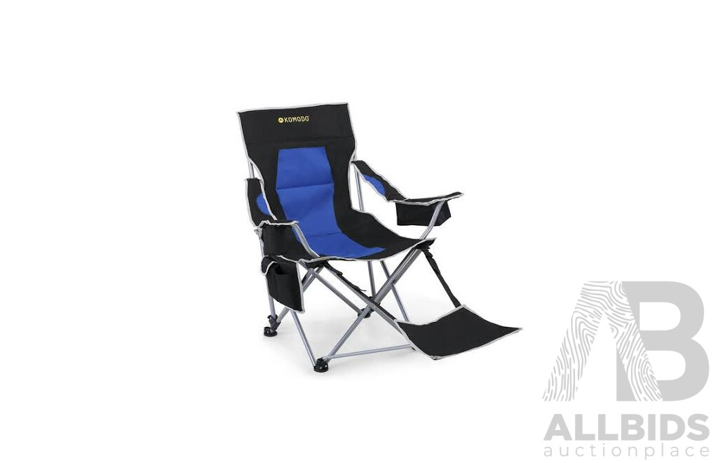KOMODO (KDCHRDLFOTB) Deluxe Camping Chair With Footrest (X2) - Lot of 2 - Total ORP $179.99