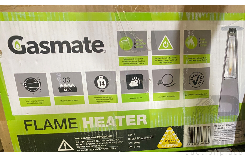 Gasmate (GAS-FH209ODS) Deluxe Stainless Steel Pyramid Flame Heater - ORP $499.99