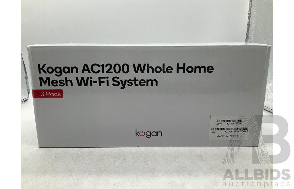 Kogan AC1200 Whole-Home Mesh WiFi 3 Pack - ORP $249.99